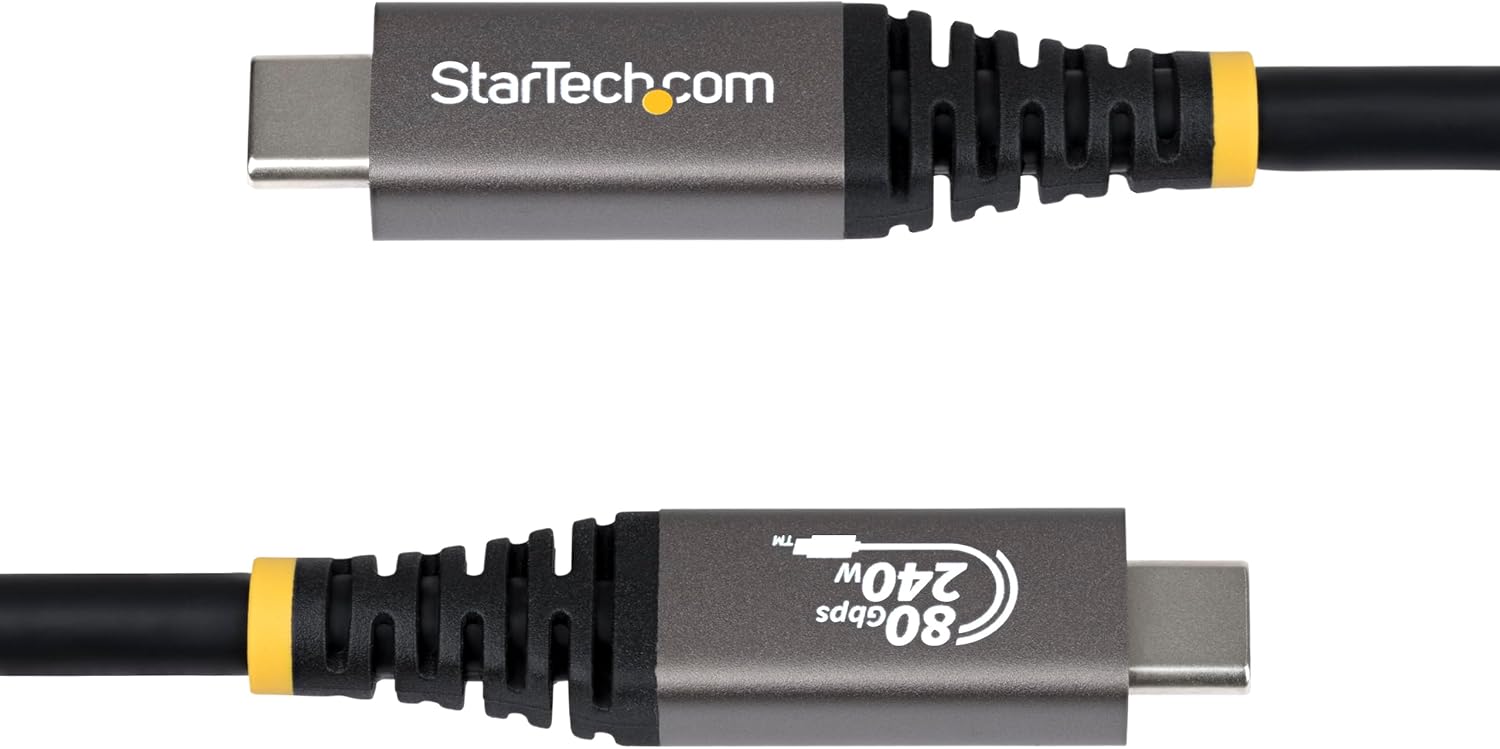 StarTech.com 1m (3.3ft) USB4 Cable, 80Gbps, USB-IF Certified USB-C Cable, 240W, 8K 120Hz/4K 240Hz DP2.1, Thunderbolt 4 Compatible, Black