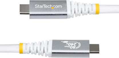 StarTech.com 50cm (1.6ft) USB4 Cable, 80Gbps, USB-IF Certified USB-C Cable, 240W, 8K 120Hz/4K 240Hz DP2.1, Thunderbolt 4 Compatible, White
