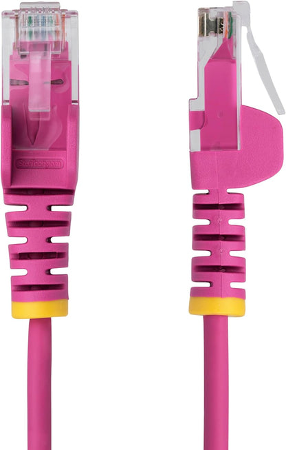 StarTech.com 25cm Pink Slim CAT6 Ethernet Cable, Snagless RJ45, LSZH, 28AWG Pure Bare Copper, Slim Network Patch Cable/Cord