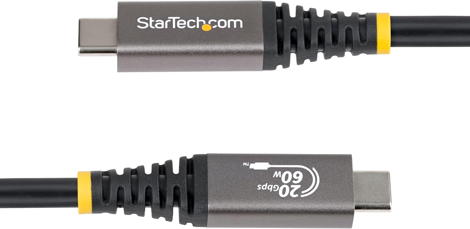 StarTech.com 3m (10ft) USB4 Cable, 20Gbps, USB-IF Certified USB-C Cable, 60W, 4K120Hz DP 2.1, TPE Jacket, Black USB-C Cord