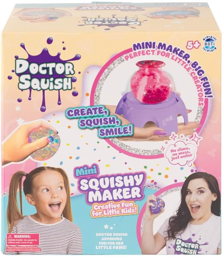 Doctor Squish Mini Squishy Maker Creative Set for Kids Ages 5+ with Confetti and TPR Balloons