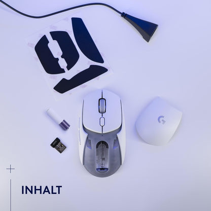 Logitech G G309 LIGHTSPEED kabellose Gaming-Maus, leicht, LIGHTFORCE-Hybridschalter, HERO 25K-Sensor, über 300 Stunden Akkulaufzeit mit AA-Batterie, 6 programmierbare Tasten, PC und Mac - Weiß