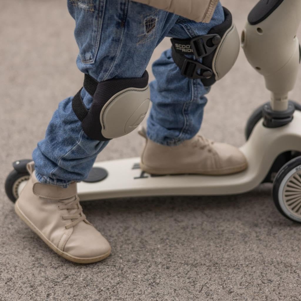 Scoot & Ride Beschermset XX - Small - verstelbare knie- en elleboogbeschermers, lichtgewicht en duurzaam ontwerp, ademende stof voor actieve kinderen - asgroen