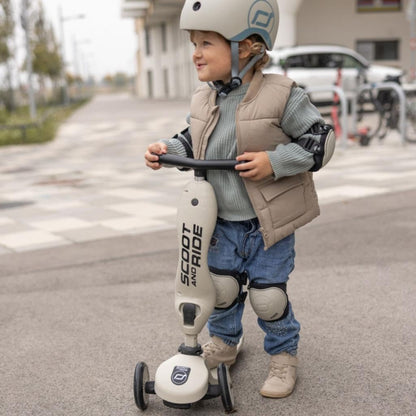 Scoot & Ride Beschermset XX - Small - verstelbare knie- en elleboogbeschermers, lichtgewicht en duurzaam ontwerp, ademende stof voor actieve kinderen - asgroen