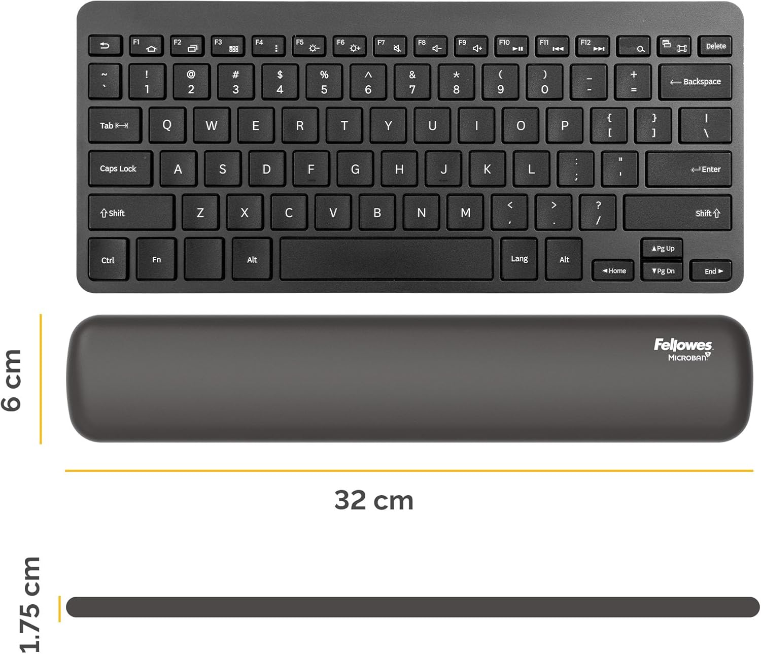 Breyta Compact Keyboard (TKL) Wrist Rest - Black, Silicone HEX Cushion Technology Wrist Support Cushion for Typing, for use with Computer, mac or Laptop. Ideal for Home or Office use and Gaming.