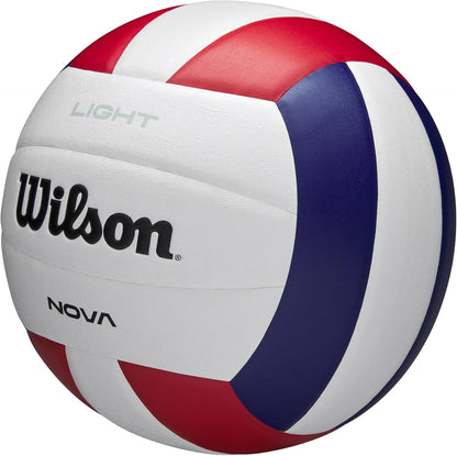 Wilson Pallone da Pallavolo Nova Light Tenuta di Pressione Affidabile, Adatto al Gioco Indoor, Colore: Bianco/Rosso/Blu Navy, Taglia Ufficiale