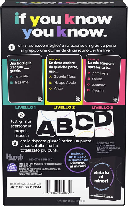 If You Know You Know, Giochi da Tavolo Adulti, Giochi in Scatola Divertenti per Feste tra Amici, Giochi di Carte Adulti con Domande Scomode, Gioco Veloce, Durata Regolabile, 2 - 6 Giocatori, 18+ Anni