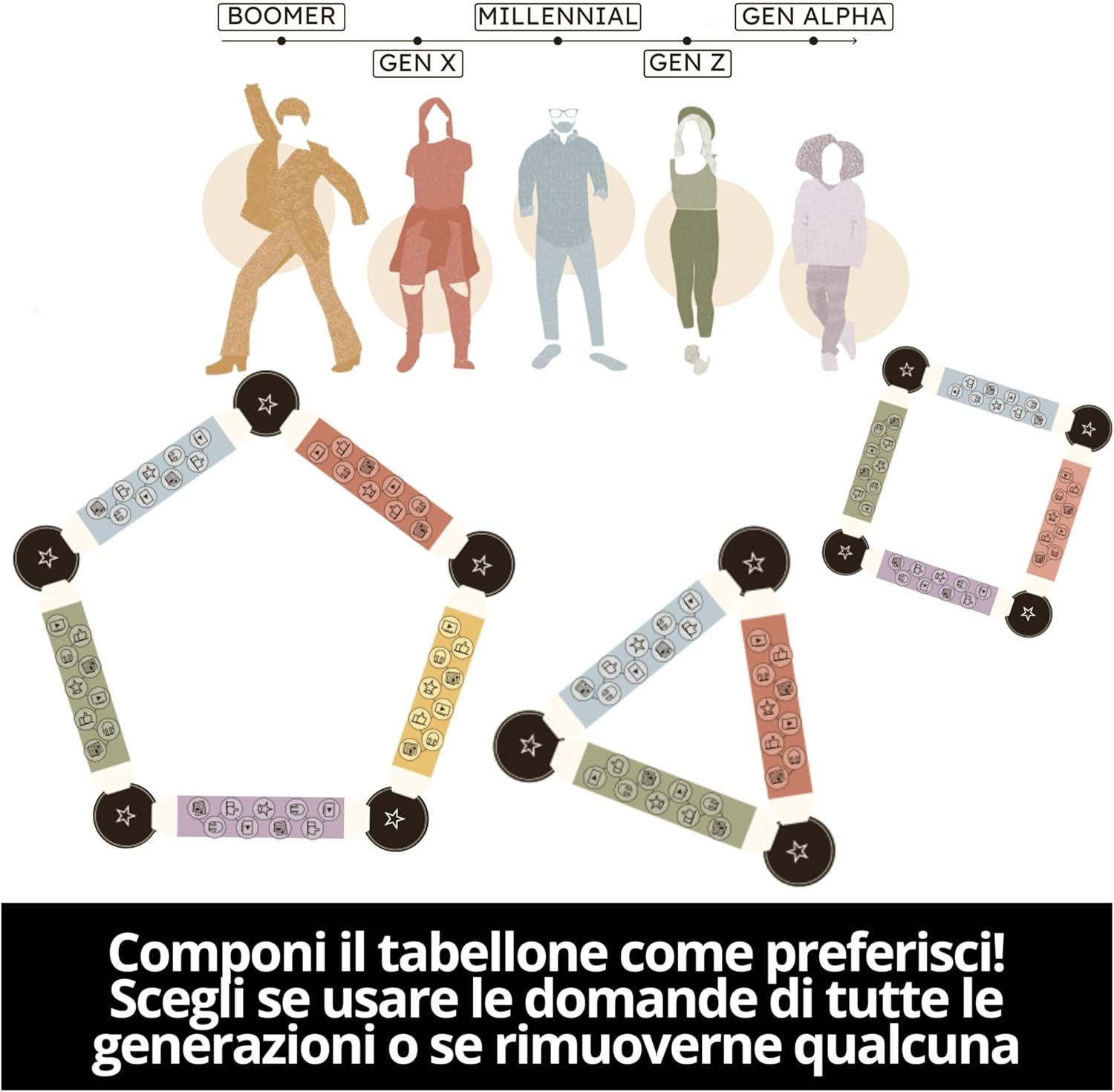 Spin Master Games, Mind The Gap, Il Quiz Intergenerazionale, Domande dalla Gen Alpha ai Boomer, Quiz con 2.000 Domande, Giochi per Famiglie, 4+ Giocatori, dagli 8 Anni in Su