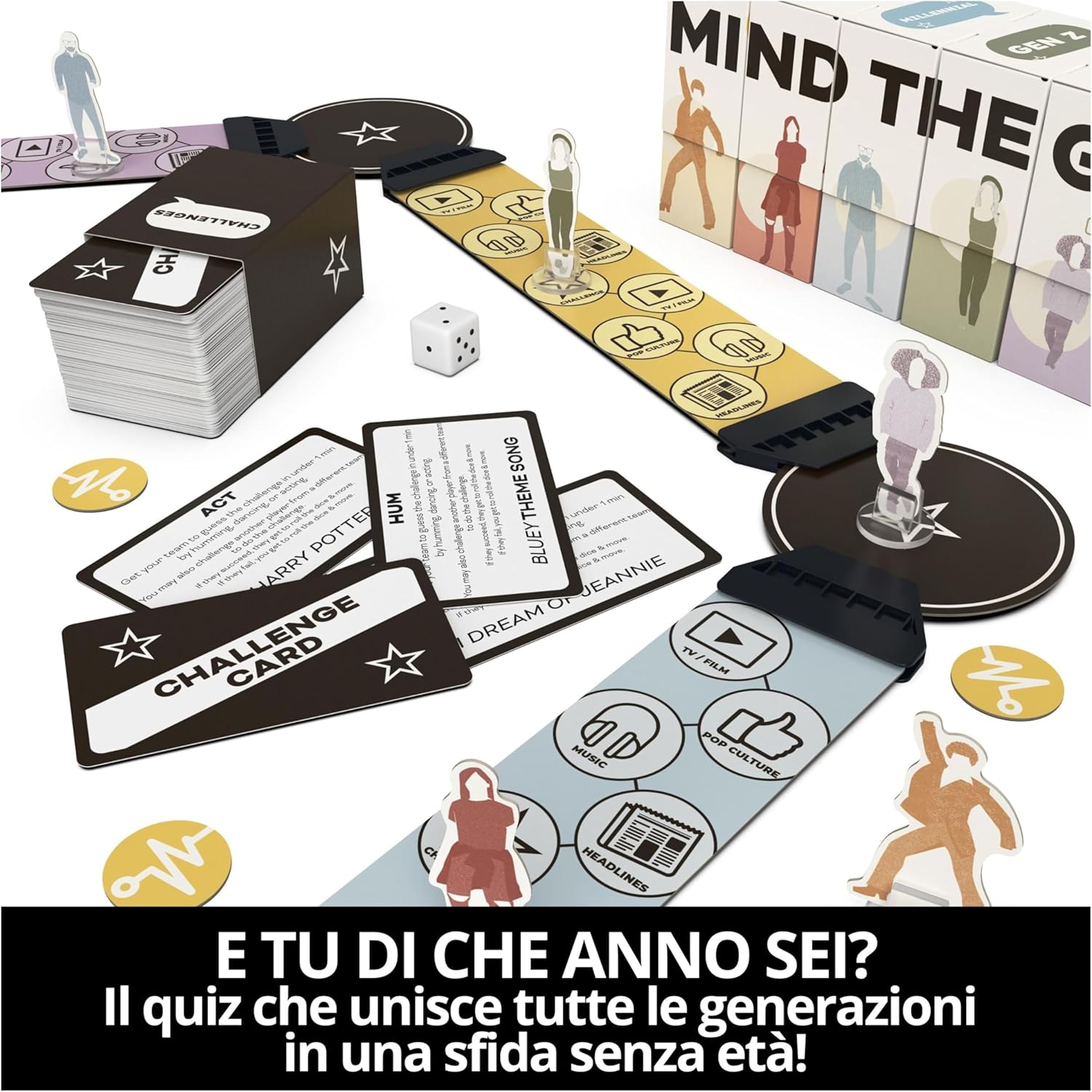 Spin Master Games, Mind The Gap, Il Quiz Intergenerazionale, Domande dalla Gen Alpha ai Boomer, Quiz con 2.000 Domande, Giochi per Famiglie, 4+ Giocatori, dagli 8 Anni in Su