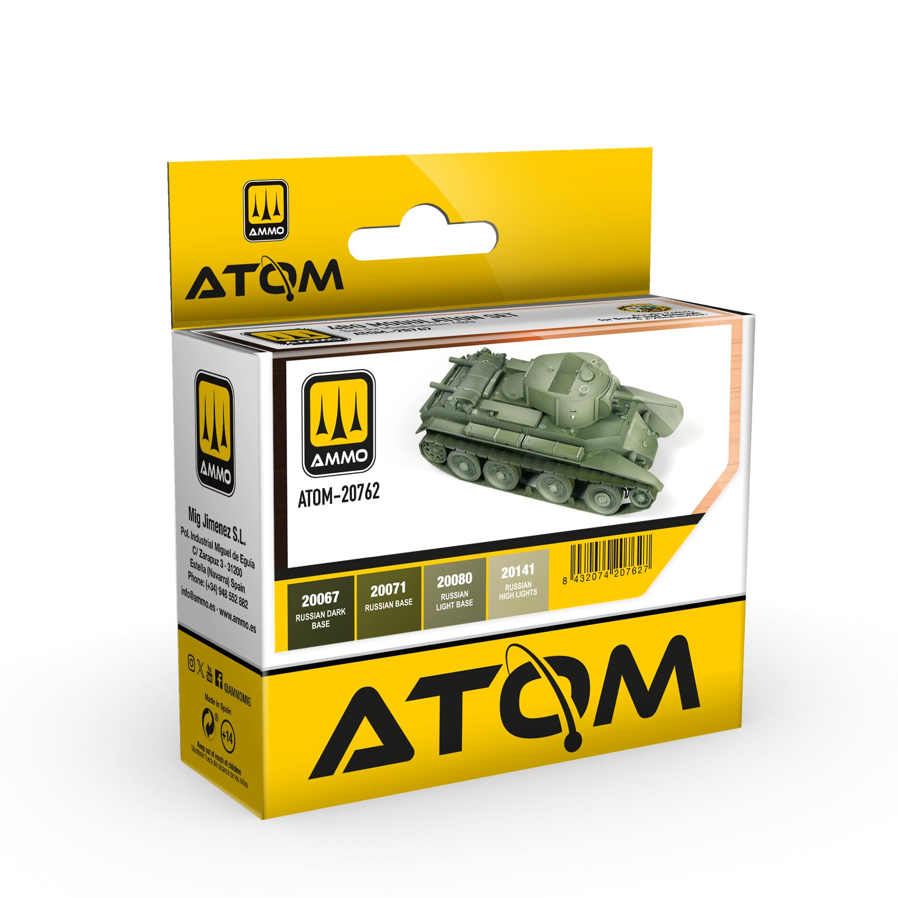 ATOM 4BO Modulation Acrylic Paint Set, Russian Military Vehicle Colors, 20ml Bottles, 4 Colors