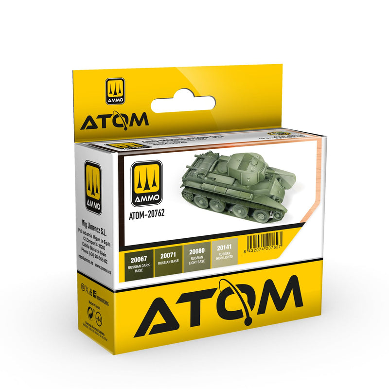 ATOM 4BO Modulation Acrylic Paint Set, Russian Military Vehicle Colors, 20ml Bottles, 4 Colors