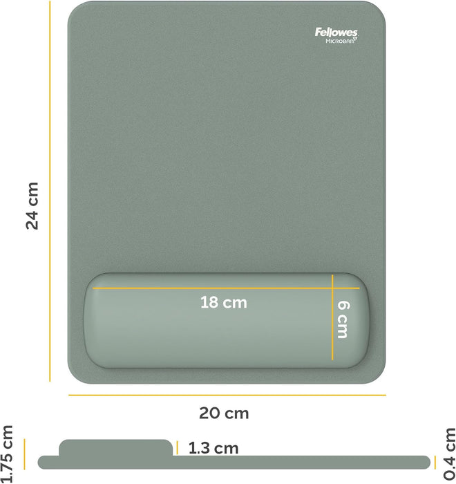 Breyta Mousepad Wrist Rest - Sage, Silicone HEX Cushion Technology Wrist Support Cushion with Mouse mat, Anti Slip Back, for use with Computer, mac or Laptop. Ideal for Home or Office use & Gaming.