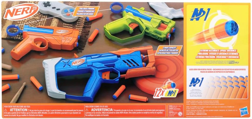 Nerf N-Series Triple Action Pack, 3 Blasters, 12 fléchettes N1, à partir de 8 ans