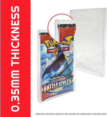 EVORETRO Sammelkarten-Hülle, kompatibel mit Pokemon, Einzelpackung, Booster, Magic, Yu-Gi-Oh, 10 Stück, 0,35 mm dicker Kunststoff, PET, Pokemon-Kartenschutzhalter