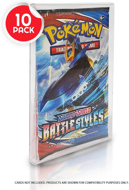 EVORETRO Sammelkarten-Hülle, kompatibel mit Pokemon, Einzelpackung, Booster, Magic, Yu-Gi-Oh, 10 Stück, 0,35 mm dicker Kunststoff, PET, Pokemon-Kartenschutzhalter