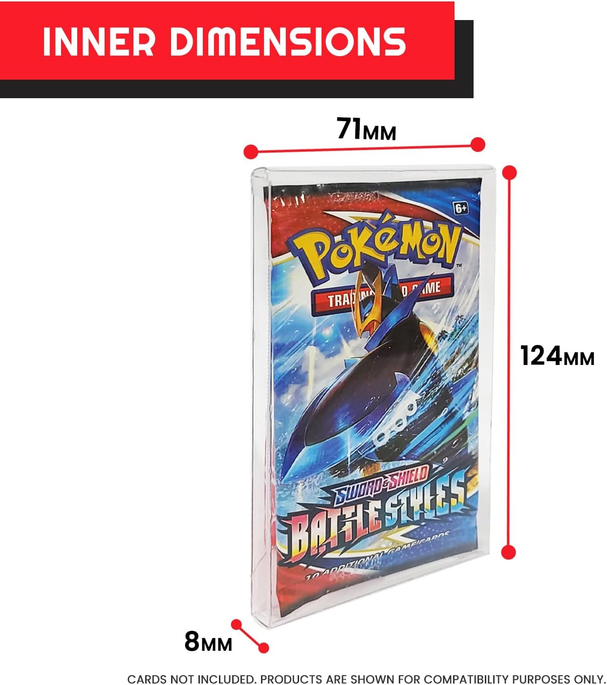 EVORETRO Sammelkarten-Hülle, kompatibel mit Pokemon, Einzelpackung, Booster, Magic, Yu-Gi-Oh, 10 Stück, 0,35 mm dicker Kunststoff, PET, Pokemon-Kartenschutzhalter