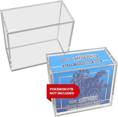 Acrylic Case Compatible for Pokemon ETB – 5mm Thick UV-Resistant Display Box with Magnetic Lid, Transparent Acrylic Protector with Logo – Fits Pokémon Elite Trainer Box – Pack of 1