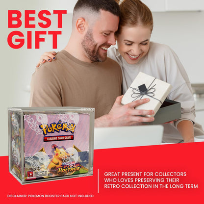 Acrylic Case for Pokémon Booster Box – 5mm Thick UV-Resistant Display with Magnetic Lid, Transparent Storage Protector with Logo – Premium Collector Display Case for Cards – Pack of 1
