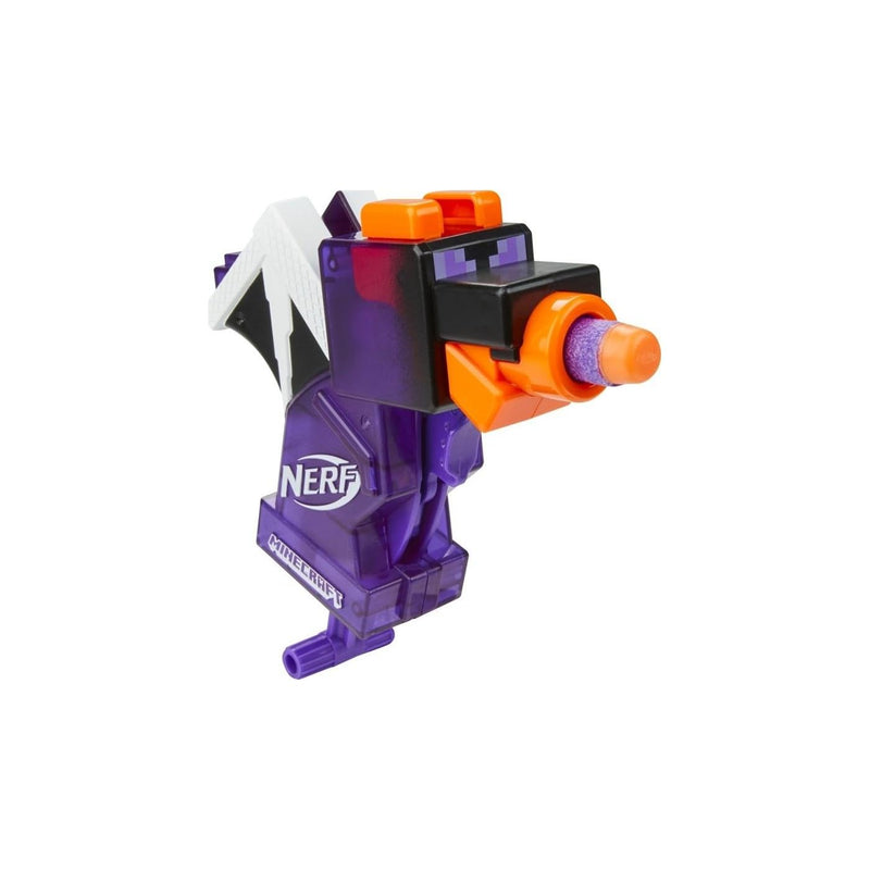 Nerf MicroShots Minecraft Ender Dragon Mini Blaster, Minecraft Dragon Mob, Comprend 2 fléchettes Officielles Nerf Elite, poignée d'amorçage, Multicolore