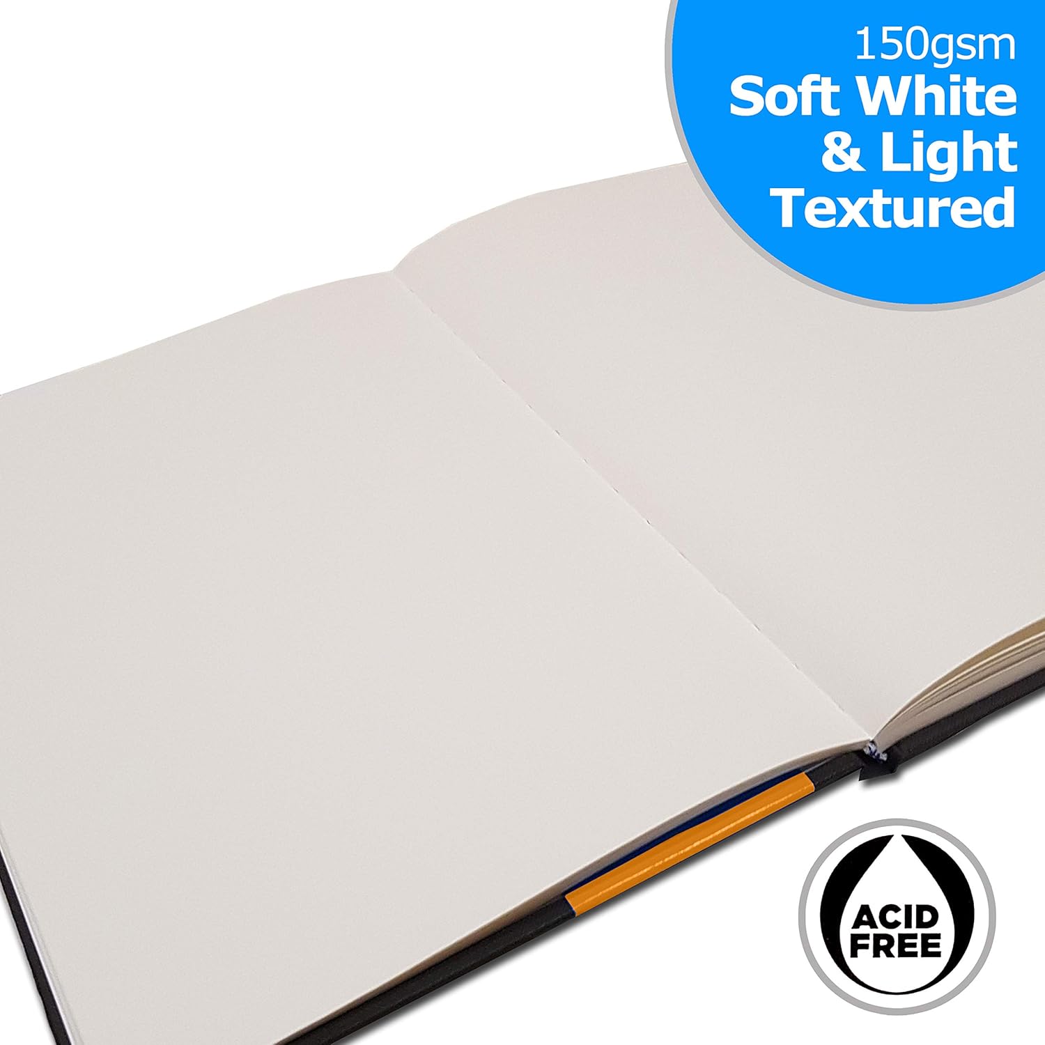 Gebonden Casebound Schetsboek met gemengde media - 150gsm 50 vellen - van Zieler™. Ideaal voor gebruik met potloden, houtskool, grafiet, pastelkleuren en lichte aquarel. Zuurvrije vellen - Portret