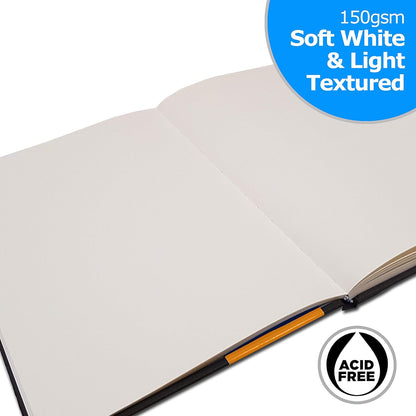 Gebonden Casebound Schetsboek met gemengde media - 150gsm 50 vellen - van Zieler™. Ideaal voor gebruik met potloden, houtskool, grafiet, pastelkleuren en lichte aquarel. Zuurvrije vellen - Portret