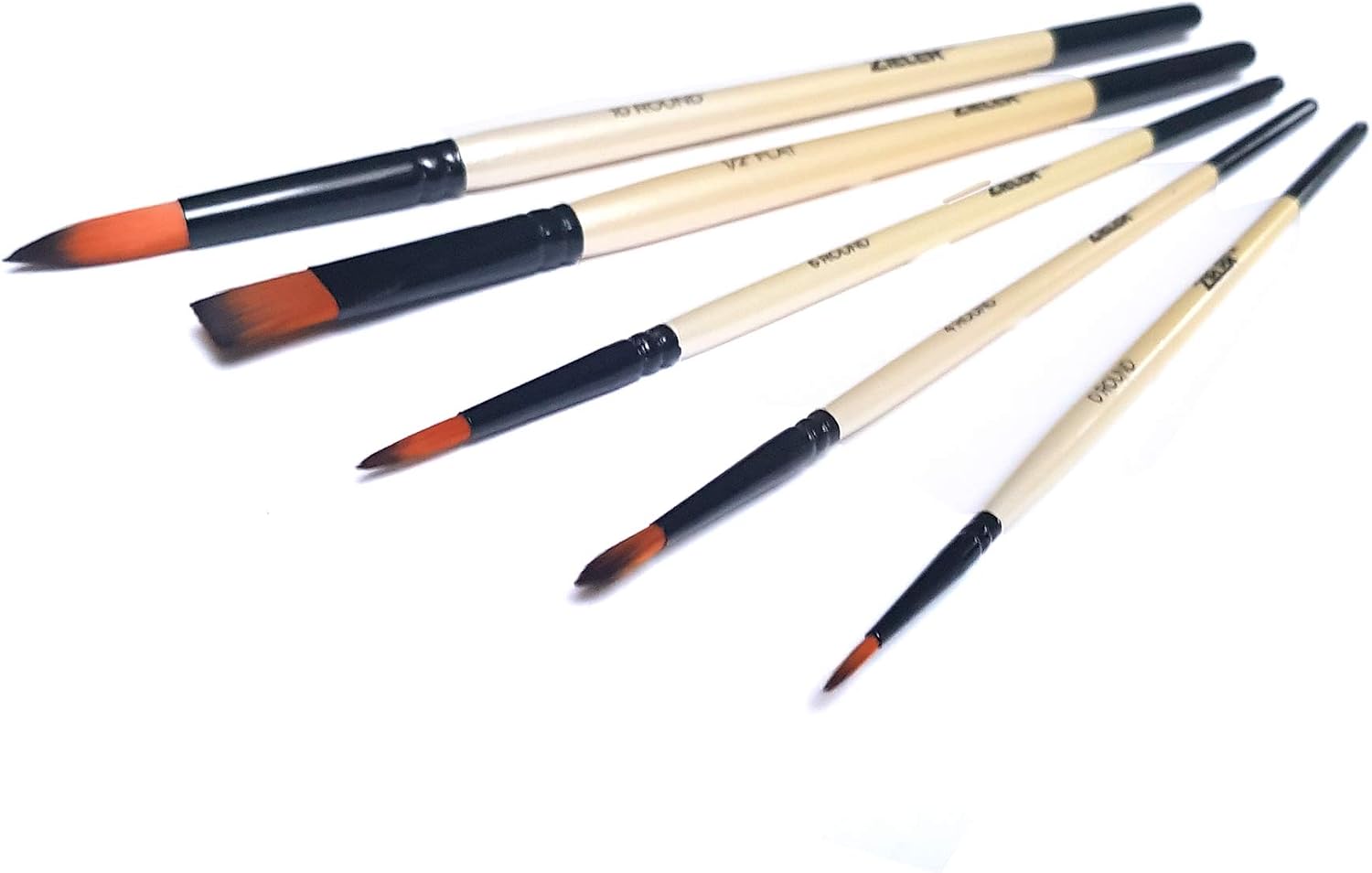 5 Artists Paintbrushes - by Zieler® - Soft nylon, anti-shedding hairs. Made from Kiln-dried hardwood in gloss finish (Mixed Media