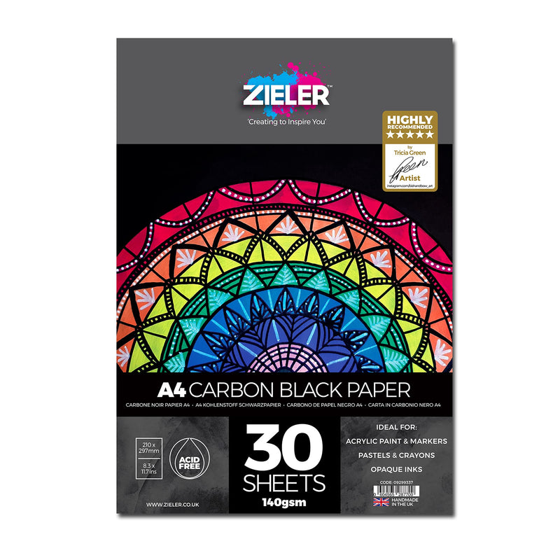 Black Paper Pad van Zieler® | Gladde, zwarte vellen van 140 g/m² (A4