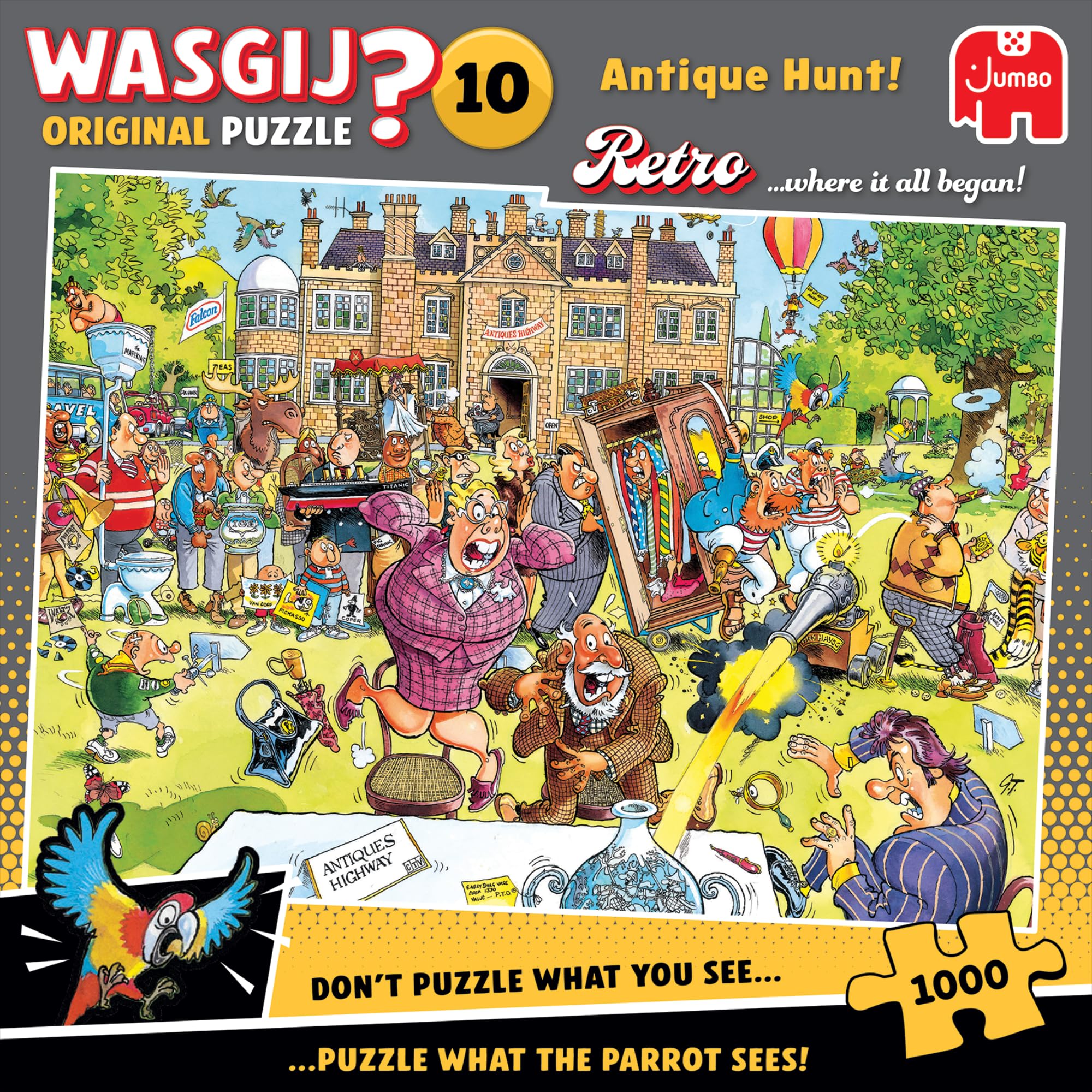 Wasgij Retro Original 10, Antique Hunt! - 1000 Piece Adults Jigsaw Puzzles - Challenging, Brainteasing 1000Pc Adult Puzzle - 100% Recycled Cardboard Jigsaws - Birthday Jumbo