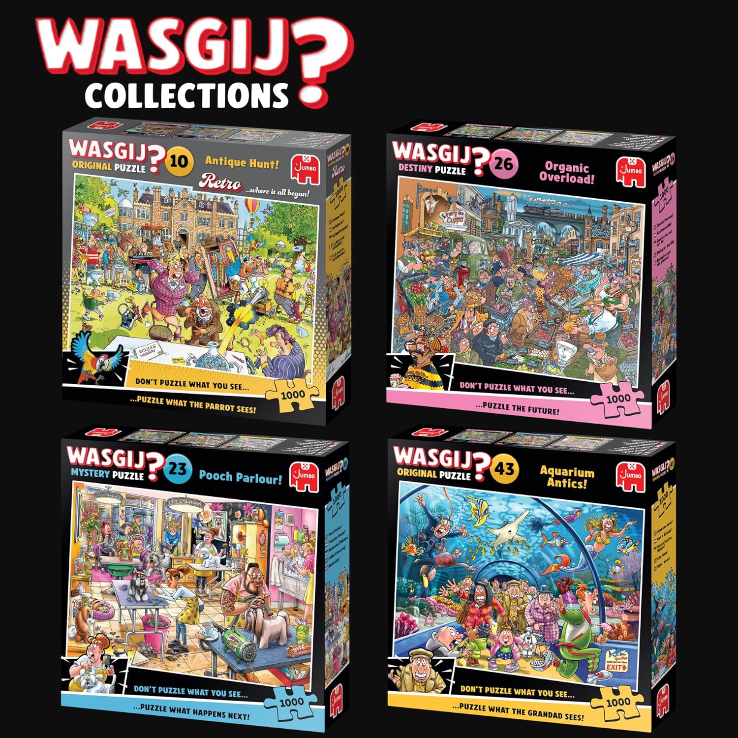 Wasgij Retro Original 10, Antique Hunt! - 1000 Piece Adults Jigsaw Puzzles - Challenging, Brainteasing 1000Pc Adult Puzzle - 100% Recycled Cardboard Jigsaws - Birthday Jumbo