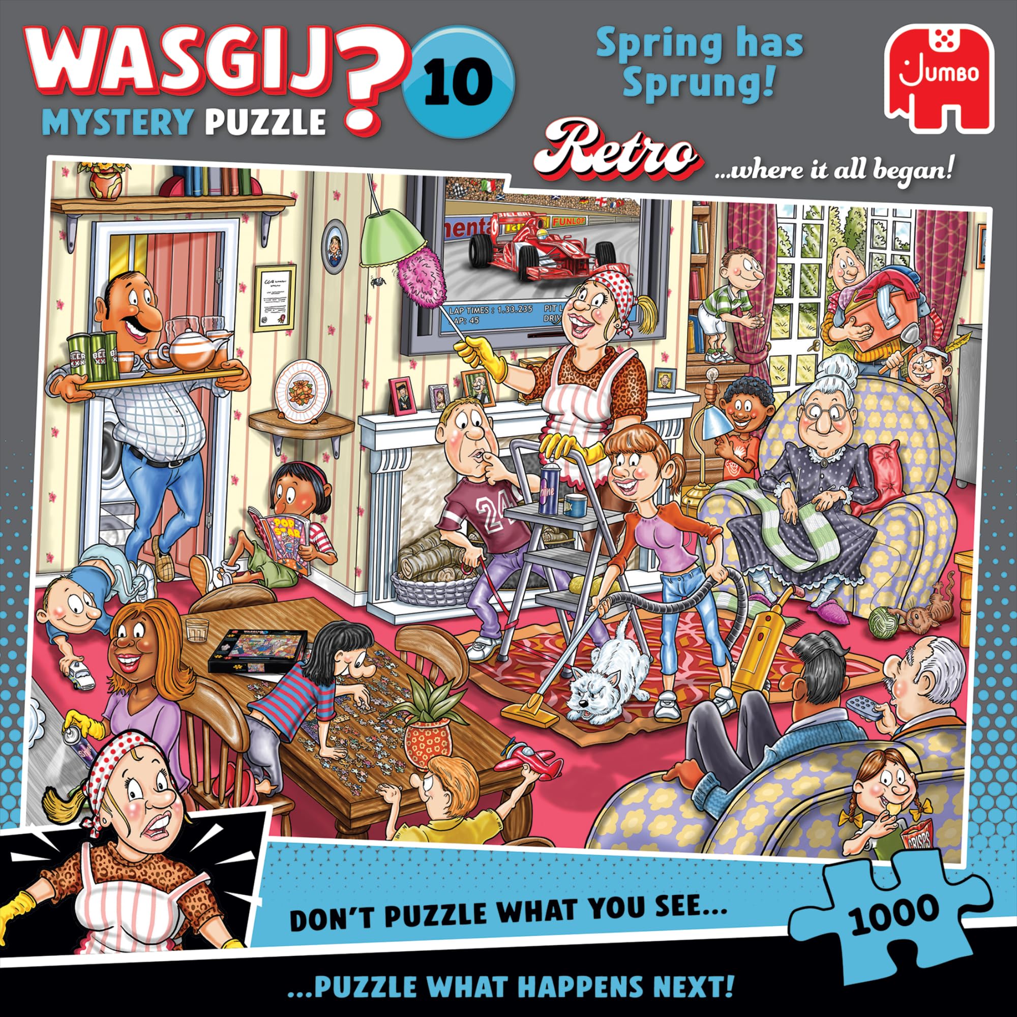 Wasgij Retro Mystery 10, Spring has Sprung! - 1000 Piece Adults Jigsaw Puzzles - Challenging, Brainteasing 1000Pc Adult Puzzle - 100% Recycled Cardboard Jigsaws - Birthday Jumbo