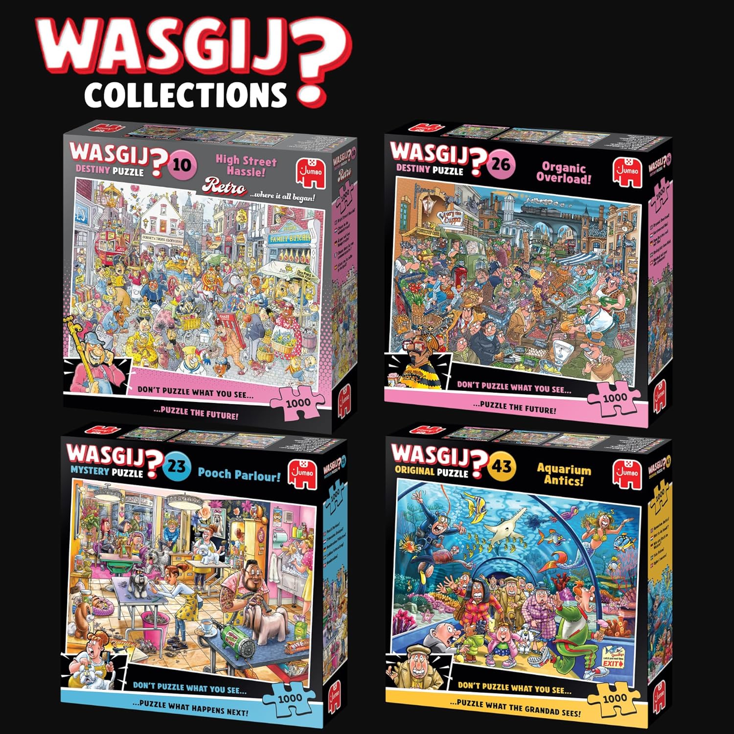 Wasgij Retro Destiny 10, High Street Hassle! - 1000 Piece Adults Jigsaw Puzzles - Challenging, Brainteasing 1000Pc Adult Puzzle - 100% Recycled Cardboard Jigsaws - Birthday Jumbo