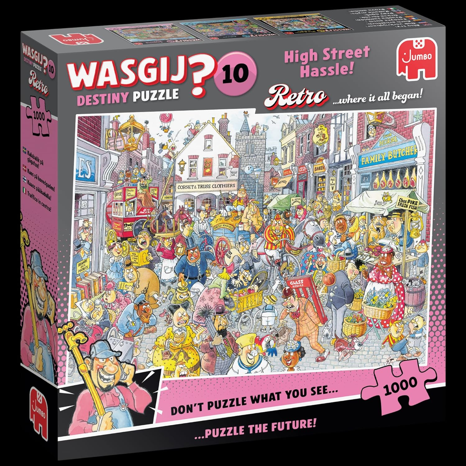 Wasgij Retro Destiny 10, High Street Hassle! - 1000 Piece Adults Jigsaw Puzzles - Challenging, Brainteasing 1000Pc Adult Puzzle - 100% Recycled Cardboard Jigsaws - Birthday Jumbo