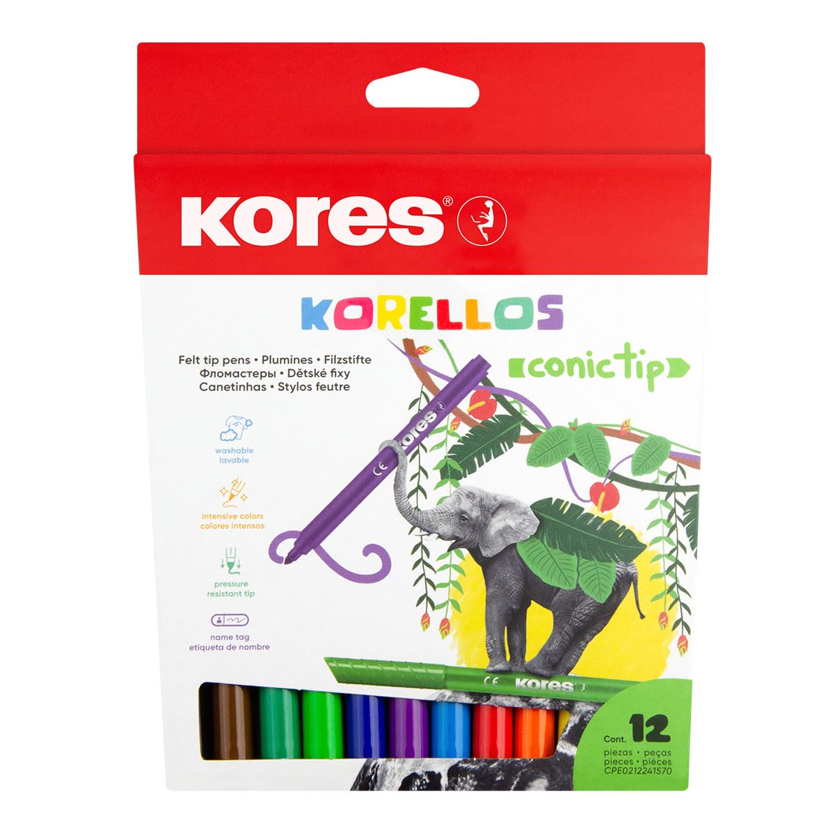 Kores – Conical Tip Markers – 12 Pack (729043)