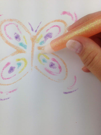 Kores - Pastel glitterstiften voor kinderen, veilig en niet giftig voor kunst en handwerk, precisiepunten, verpakking van 5 kleuren x 10,5 ml