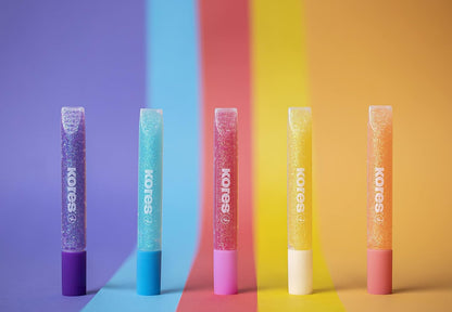 Kores - Pastel glitterstiften voor kinderen, veilig en niet giftig voor kunst en handwerk, precisiepunten, verpakking van 5 kleuren x 10,5 ml