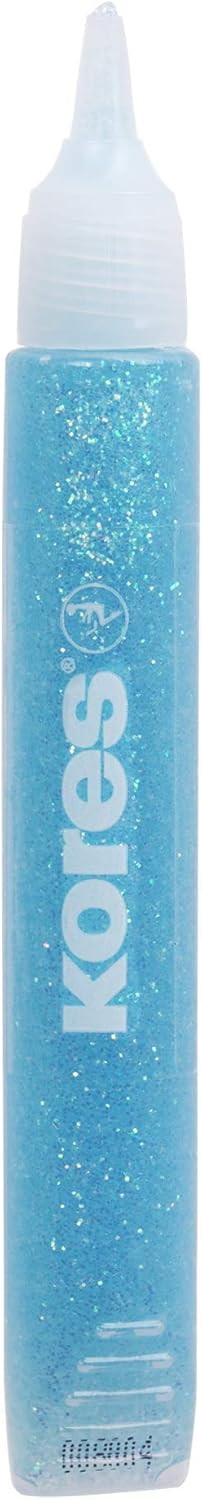 Kores - Pastel glitterstiften voor kinderen, veilig en niet giftig voor kunst en handwerk, precisiepunten, verpakking van 5 kleuren x 10,5 ml