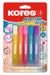 Kores - Pastel glitterstiften voor kinderen, veilig en niet giftig voor kunst en handwerk, precisiepunten, verpakking van 5 kleuren x 10,5 ml