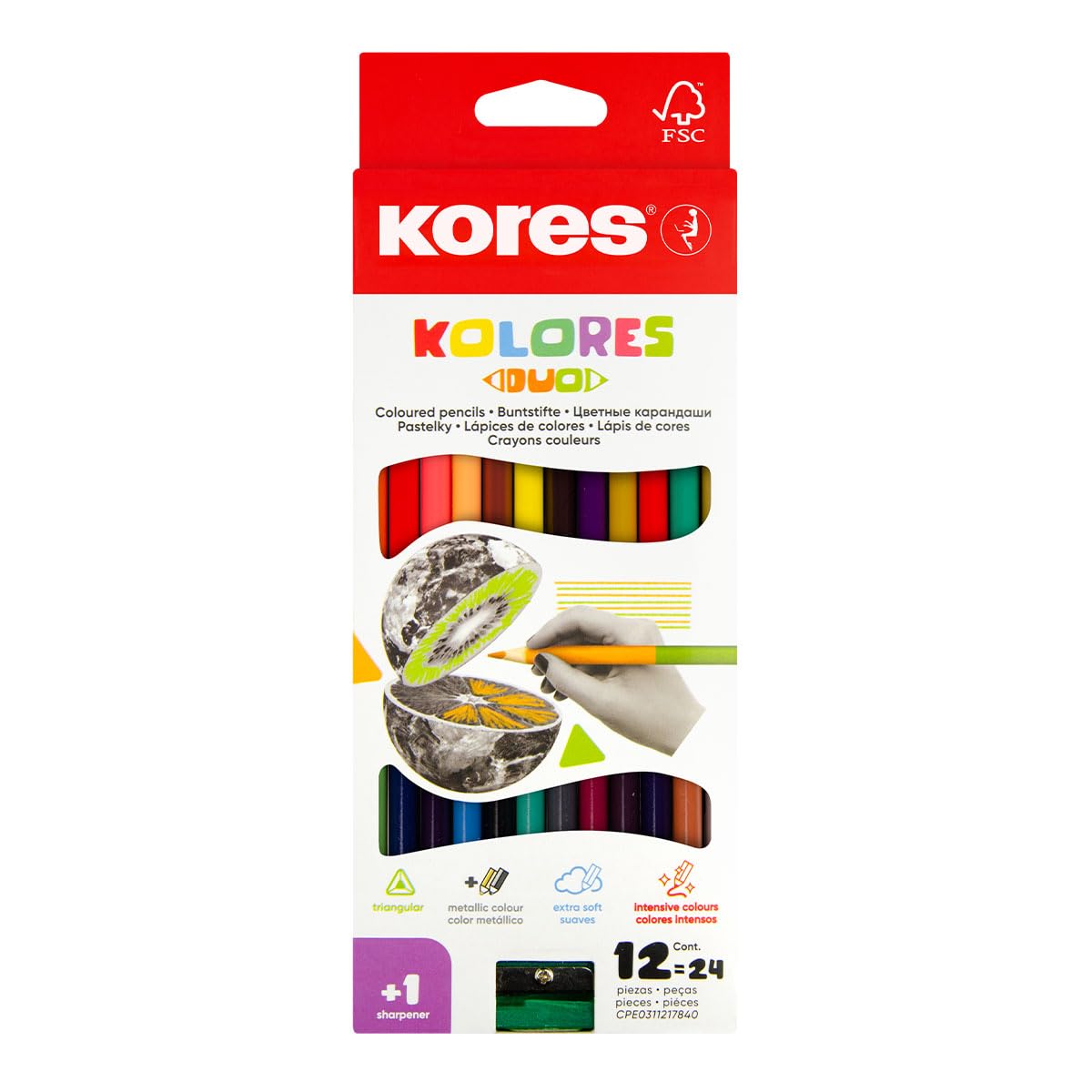 Kores 93312 Kleurpotloden, 12 potloden