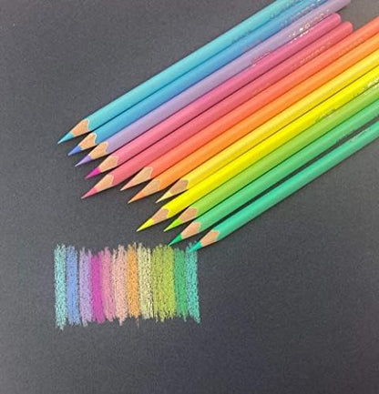Kores Kolores Pastel 12 kleurpotloden, driehoekige vorm, pastel briefpapier - kleurpotloden met pasteltinten voor wit, donker en knutselpapier - Set van 12 verschillende kleuren, pak van 1