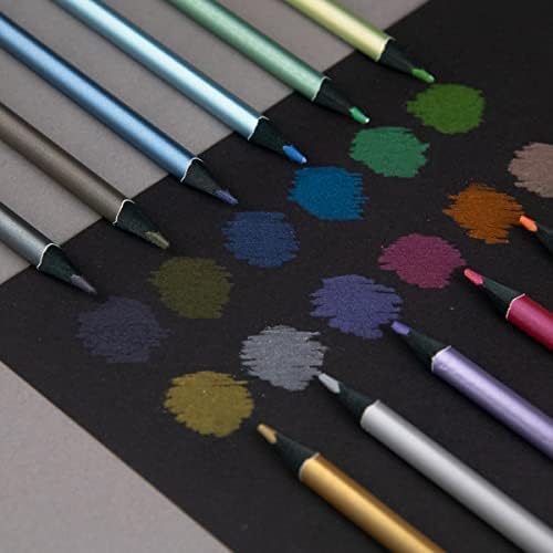 Kores - Kolores Style Metallic: 12 zwart hout kleurpotloden voor kinderen, beginners en volwassenen, metallic tinten voor donkere, ambachtelijke en witpapier, set van 12 verschillende metallic kleuren