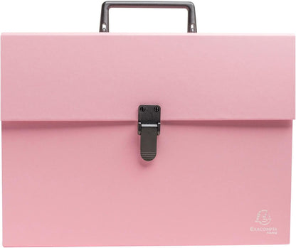 Exacompta - Ref 56339E - 1 case File with Autentik Handle - Reinforced Multi-Coloured Gussets - Clip Button Closure - 18 compartments - Size 32x24cm - 3 Random Colours