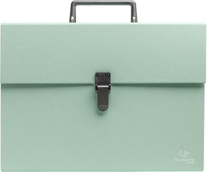 Exacompta - Ref 56339E - 1 case File with Autentik Handle - Reinforced Multi-Coloured Gussets - Clip Button Closure - 18 compartments - Size 32x24cm - 3 Random Colours