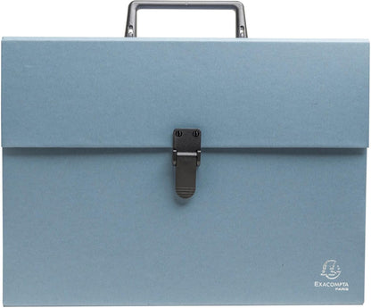 Exacompta - Ref 56339E - 1 case File with Autentik Handle - Reinforced Multi-Coloured Gussets - Clip Button Closure - 18 compartments - Size 32x24cm - 3 Random Colours