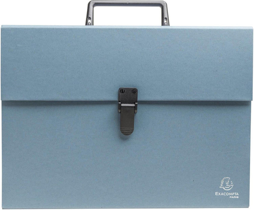 Exacompta - Ref 56339E - 1 case File with Autentik Handle - Reinforced Multi-Coloured Gussets - Clip Button Closure - 18 compartments - Size 32x24cm - 3 Random Colours