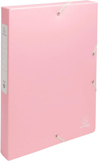 Exacompta - Ref 59339E - 1 Box with Elastic Bands Autentik - Made from Recycled Card 600 g/m2-4 cm Spine - 25 x 33 cm - for A4 Size documents - Random Colours - Delivered Fully Assembled