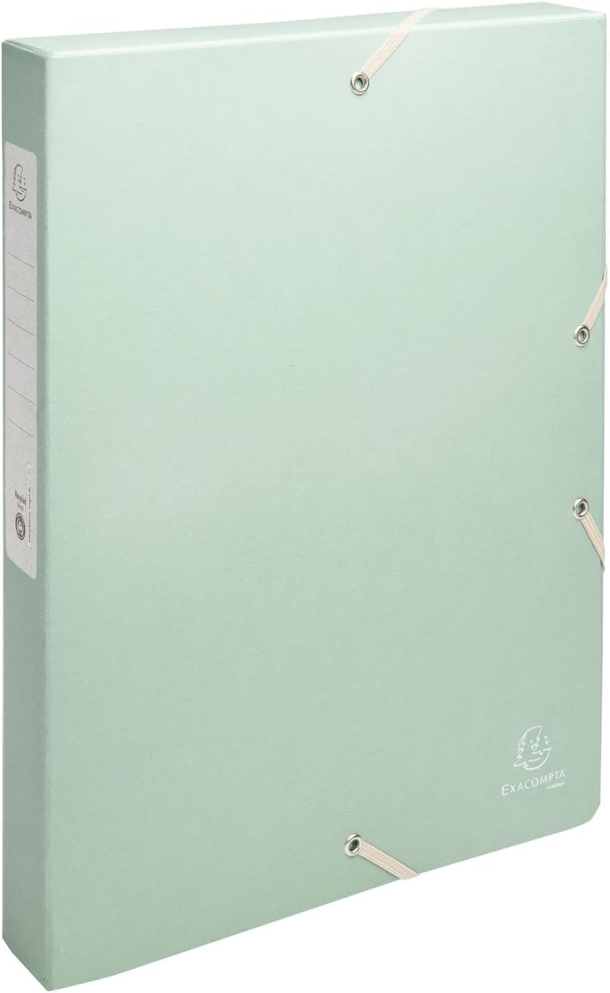 Exacompta - Ref 59339E - 1 Box with Elastic Bands Autentik - Made from Recycled Card 600 g/m2-4 cm Spine - 25 x 33 cm - for A4 Size documents - Random Colours - Delivered Fully Assembled