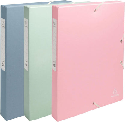 Exacompta - Ref 59339E - 1 Box with Elastic Bands Autentik - Made from Recycled Card 600 g/m2-4 cm Spine - 25 x 33 cm - for A4 Size documents - Random Colours - Delivered Fully Assembled