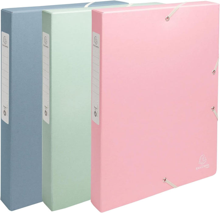 Exacompta - Ref 59339E - 1 Box with Elastic Bands Autentik - Made from Recycled Card 600 g/m2-4 cm Spine - 25 x 33 cm - for A4 Size documents - Random Colours - Delivered Fully Assembled