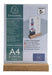 Exacompta - Ref 84258D - Sign Holder with Wooden Base - Suitable for A4 Documents, Solid Oak Plinth, Visible Both Sides, PMMA (Acrylic) Material, Rigid & UV Resistant - Clear