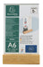 Exacompta - Ref 86258D - Sign Holder with Wooden Base - Suitable for A6 Documents, Solid Oak Plinth, Visible Both Sides, PMMA (Acrylic) Material, Rigid & UV Resistant - Clear